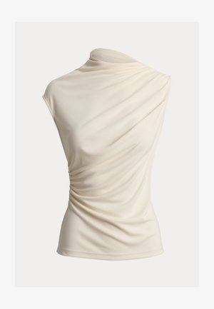 Lauren Ralph Lauren, SHIRRED STRETCH JERSEY MOCKNECK TOP - Top - mascarpone cream