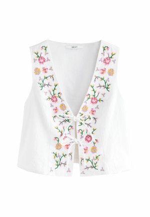 Next REGULAR FIT - FLORAL EMBROIDERED DETAIL TIE FRONT - Vesta - white