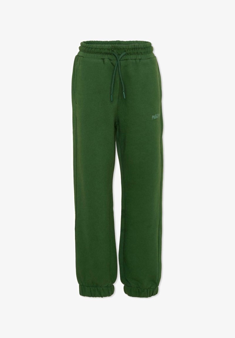 Groene sweatpants met een elastische tailleband en verstelbaar koord. Fitted, met cuffs en een klein logo op de voorkant gedrukt.