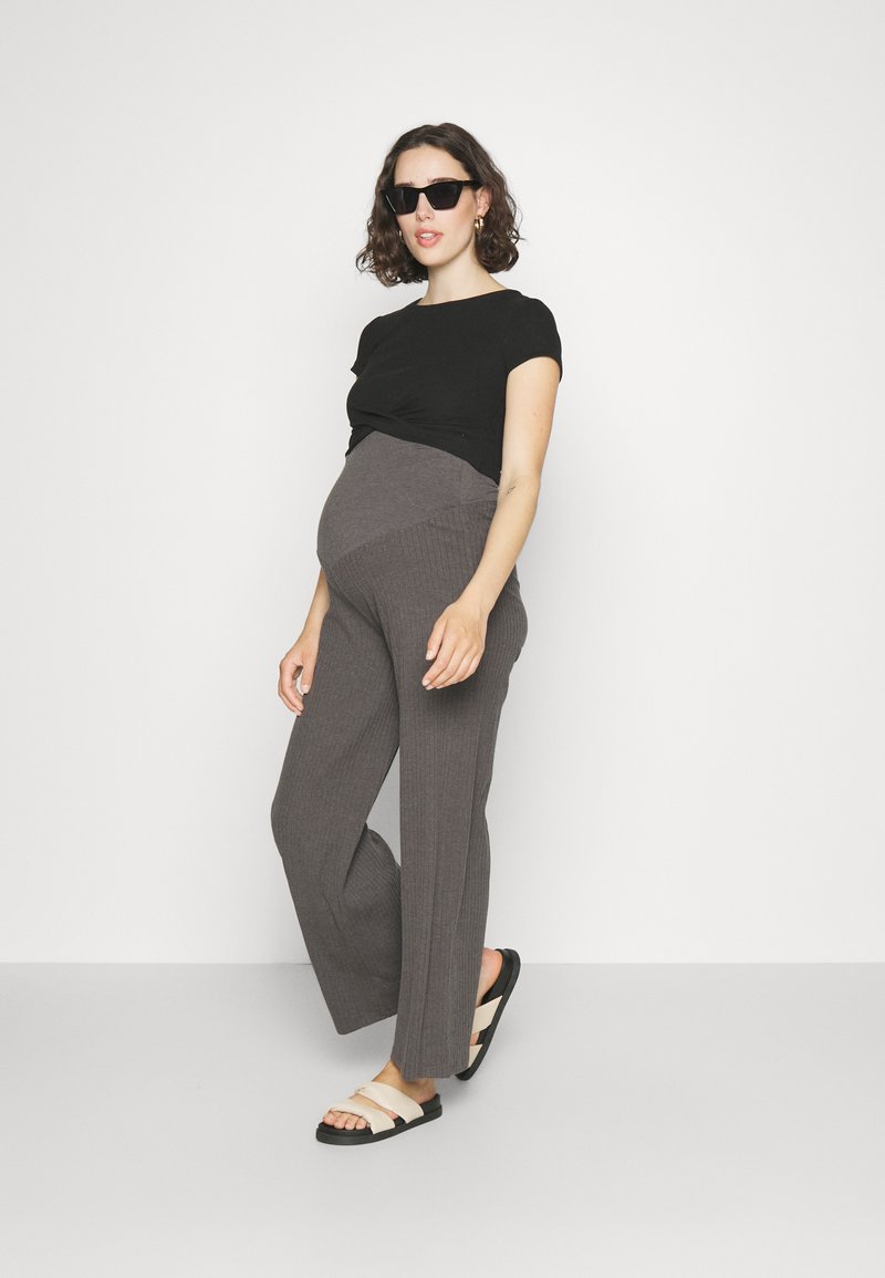 Even&Odd Maternity - 2 PACK - T-shirts - black/mottled grey, Forstørre