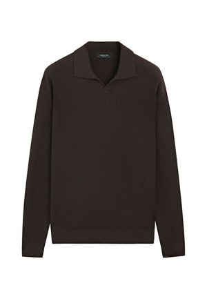 Massimo Dutti, POLO COLLAR KNIT SWEATER - Poloshirts - dark brown
