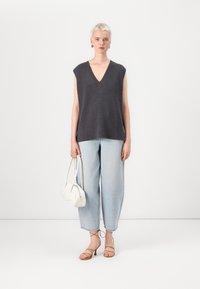 VILA VICHELLE V NECK OVERSIZED - Pulover - dark grey melange