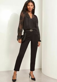 Lipsy EMBROIDERED  RUFFLE CUFF  REGULAR FIT - Blůza - black