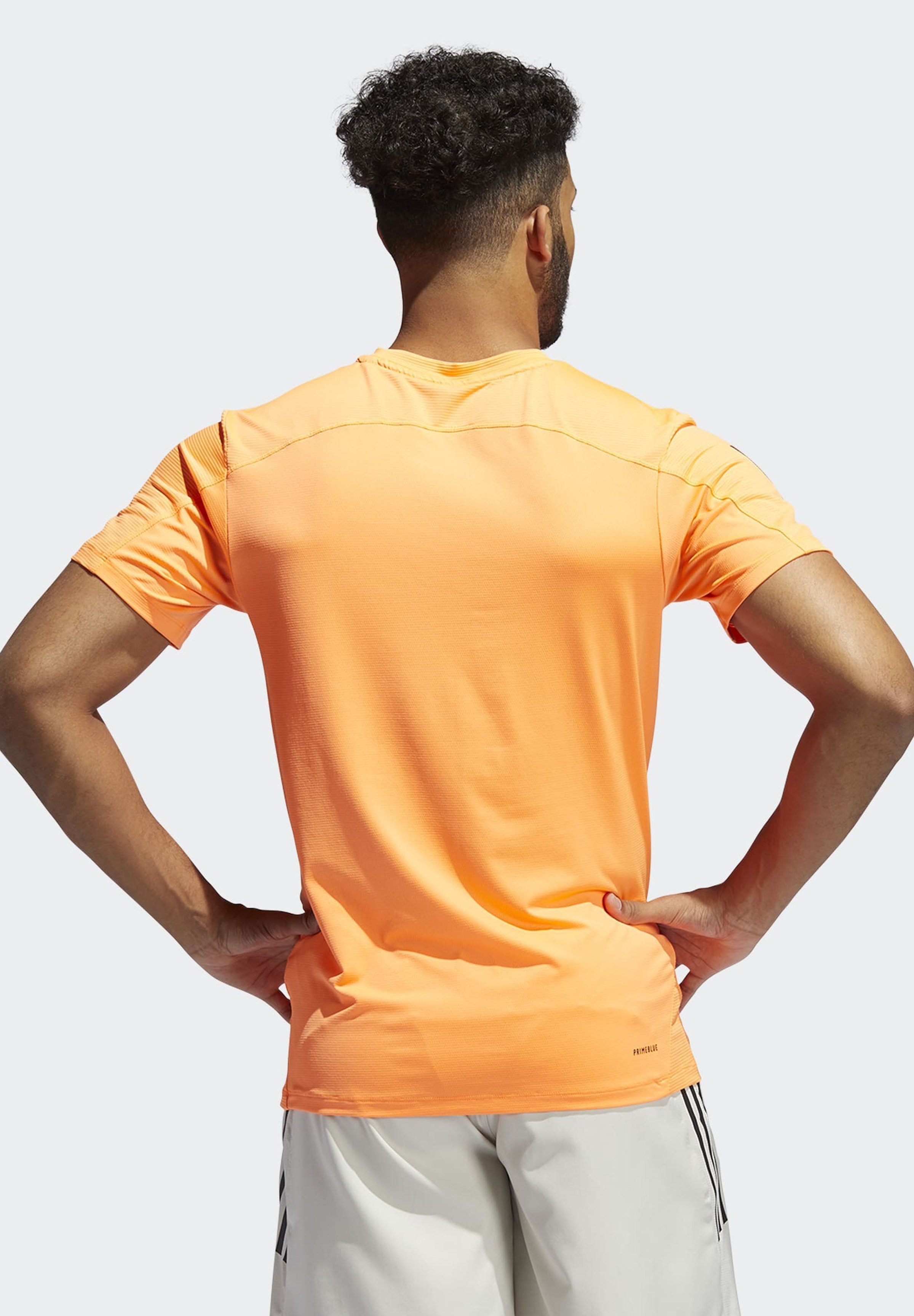 adidas Performance PRIMEBLUE AEROREADY 3-STREIFEN SLIM T-SHIRT - Camiseta  estampada - orange/naranja - Zalando.es