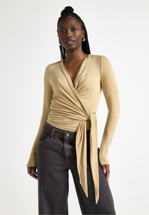 LONG-SLEEVED WRAP - Maglietta a manica lunga - beige