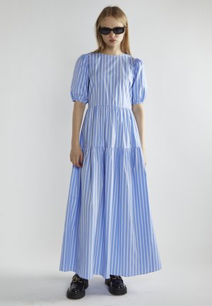 TIERED - Vestito lungo - blue/white stripe
