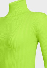 Ribbad polotröja i lysande limegrön. Har vertikala linjer och en åtsittande silhuett. Tillverkad av stretchigt material för komfort.