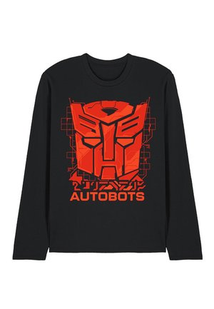 Black long-sleeve shirt with large red Autobot logo and red "AUTOBOTS" text beneath, featuring circuit-like design details.