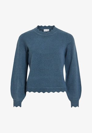 VILA, 14106419 VINIKOLINA O-NECK L/S KNIT TOP - NOOS - Pullover - vintage indigo1
