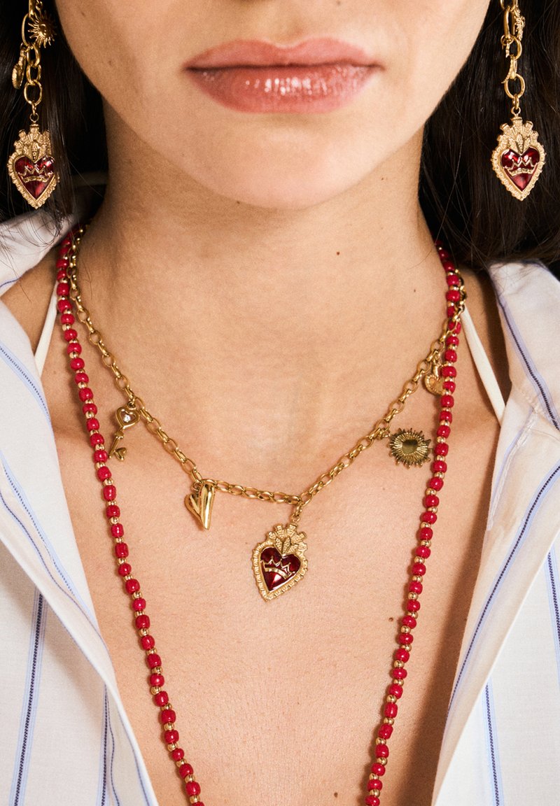 NALI HEART CHARMS  - Collar - gold red white