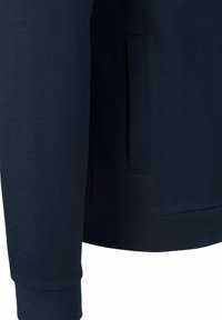 Navyblauwe sweatshirt met een zachte textuur, geribde manchetten en een zijzak met een discreet opening voor opbergruimte.