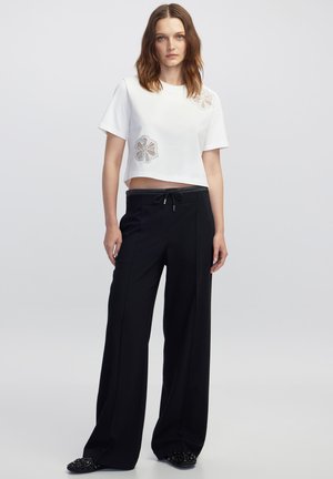 CONTRAST WAISTBAND - Pantalones - black
