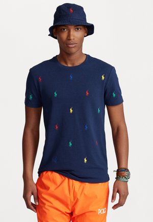 CUSTOM SLIM FIT POLO PONY MESH T-SHIRT - Print T-shirt - newport navy