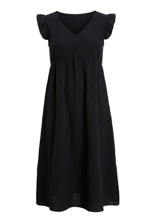 Ulla Popken, RUFFLE SLEEVE V-NECK DRESS - Jurk - black
