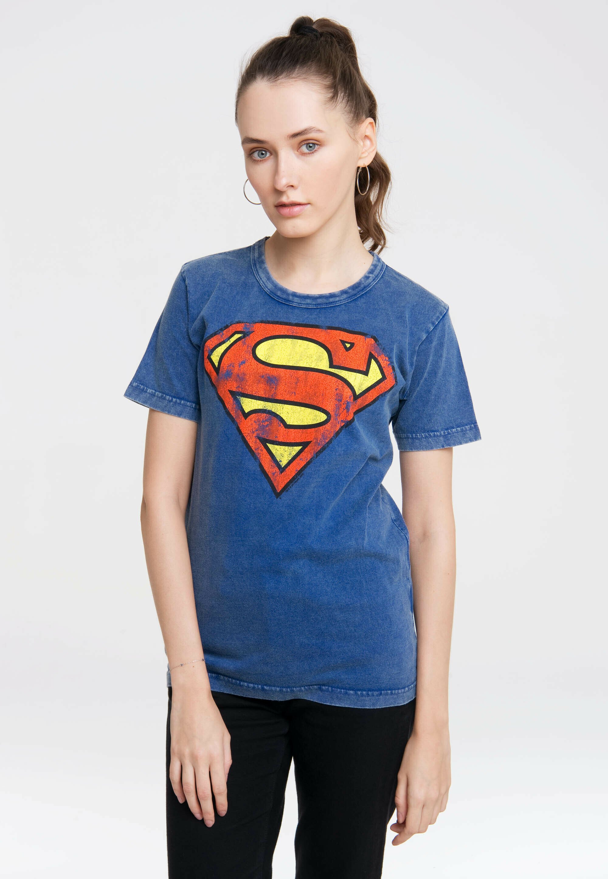 LOGOSHIRT DC COMICS SUPERMAN Print T-shirt blau/blue Zalando