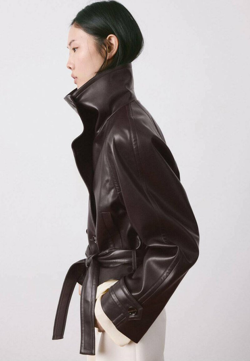 Blouson cuir mango noir L - Vêtements