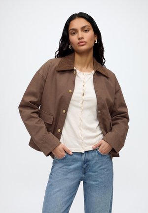 Noisy May NMNORA COLLAR JACKET  - Giacca leggera - chocolate brown/dark brown