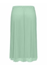 Svetlozelená plisovaná sukňa s elastickým pásom. Textília je ľahká, s vertikálnymi plisami a má dĺžku po polovicu lýtok.