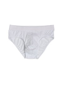 Brief in cotone bianco con una morbida cintura elastica che presenta un logo discreto. Il design ha una texture liscia e una forma aderente.