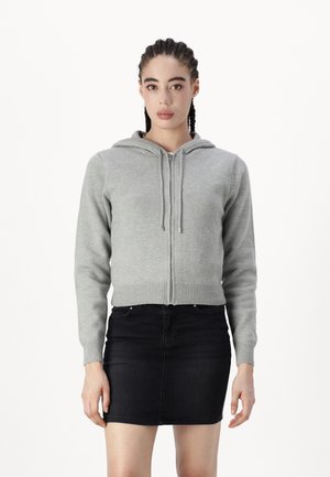 Gina Tricot HOODIE - Adīta jaka - grey