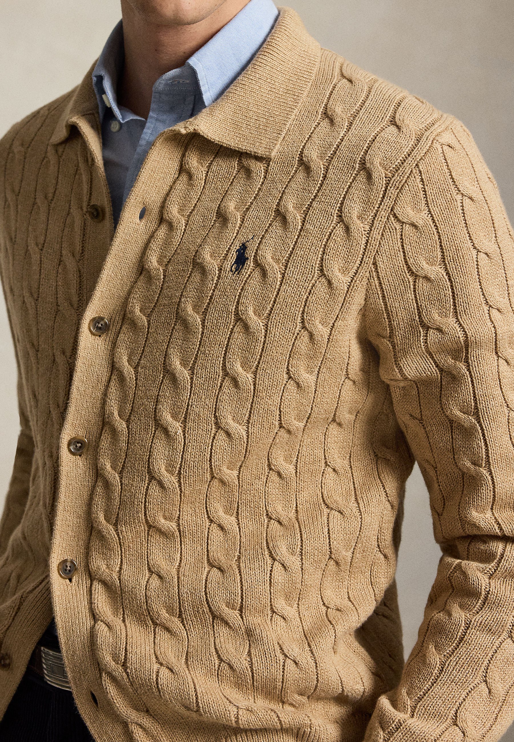 Polo Ralph Lauren CABLE-KNIT CARDIGAN - Cardigan - camel/brown