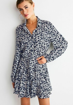 Tričkové šaty - navy blue white ditsy floral