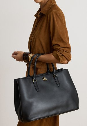 Lauren Ralph Lauren, LEATHER LARGE MARCY SATCHEL - Дамска чанта - black