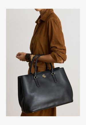 Lauren Ralph Lauren, LEATHER LARGE MARCY SATCHEL - Дамска чанта - black