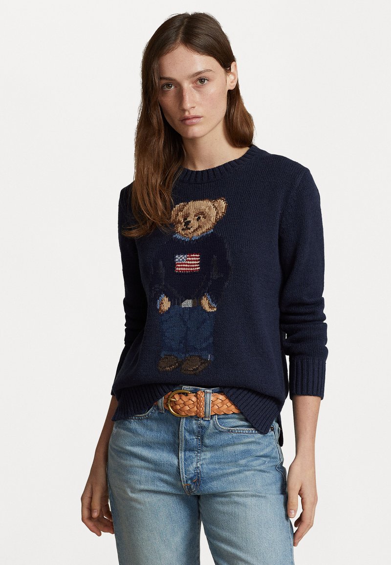 Polo Ralph Lauren - POLO BEAR COTTON LINEN SWEATER - Strickpullover - navy, Vergrößern