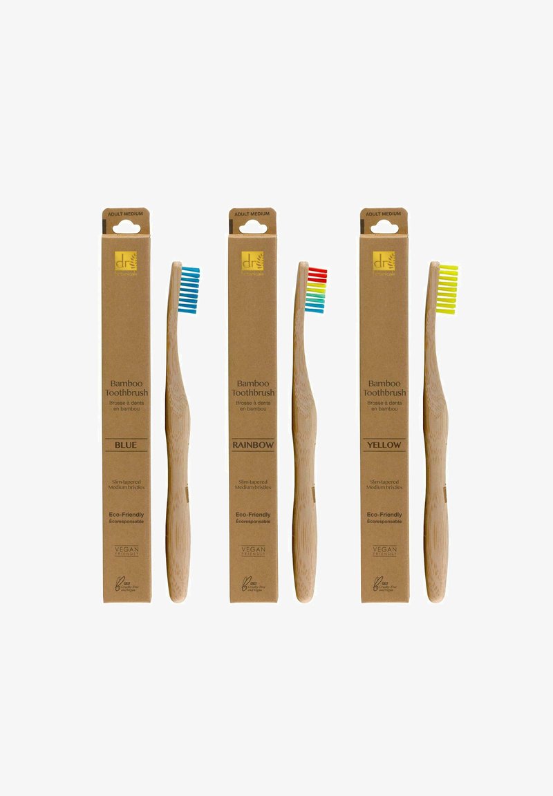 Dr Botanicals - 3 PIECE BAMBOO TOOTHBRUSH SET WITH MEDIUM BRISTLES - Szczotka do włosów, Powiększ