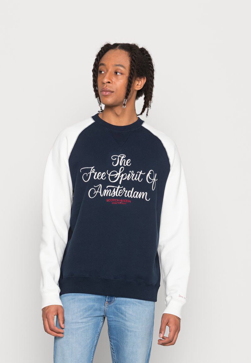 Scotch & Soda EMBROIDERED ARTWORK CREWNECK Sweatshirt navy/dark