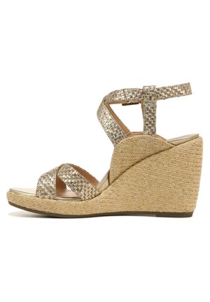 ANKLE STRAPS BONITA - Keilsandalette - gold tumbled/geo leather