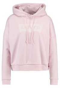 Felpa oversize rosa chiaro realizzata in tessuto misto cotone. Presenta un cappuccio con coulisse, polsini a costine e un discreto logo Levi's sul frontale.