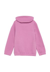 Roze sweatshirt met een hoge kraag, lange mouwen, geribbelde manchetten en tailleband, gladde textuur en geen zichtbare patronen of hardware details.