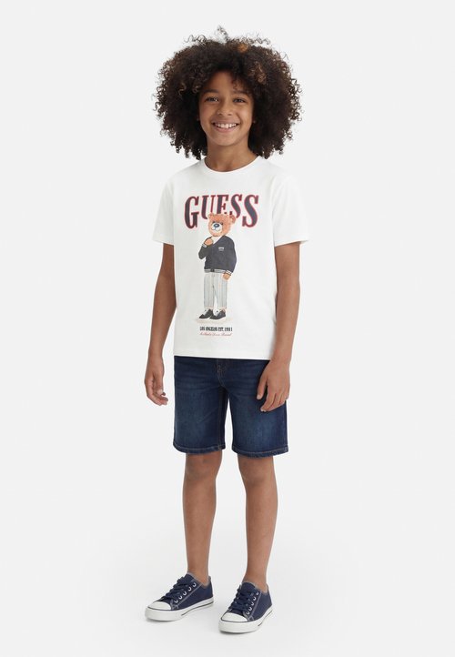Guess JUNIOR SS T-SHIRT UNISEX - Tricou cu imprimeu - pure white