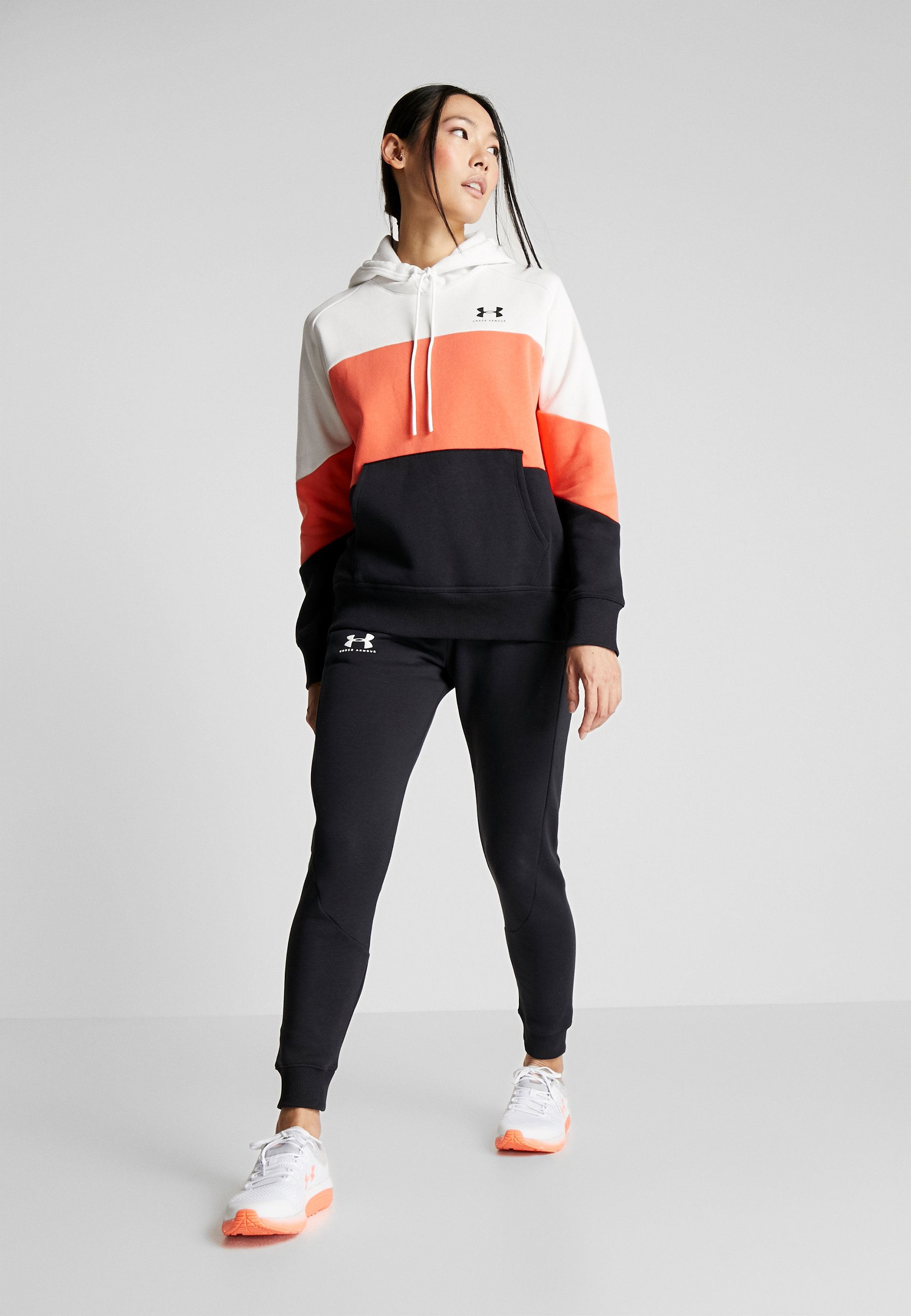 fleece color block hoodie