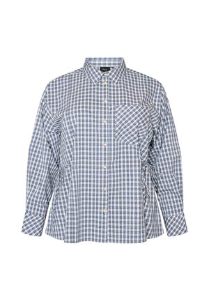 Zizzi, LOCKERES KARIERTES HEMD MIT BINDEGÜRTEL - Camicia - blau
