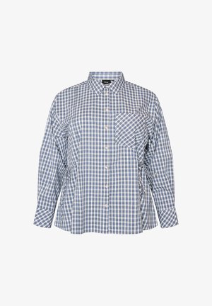 Zizzi, LOCKERES KARIERTES HEMD MIT BINDEGÜRTEL - Blusa - blau