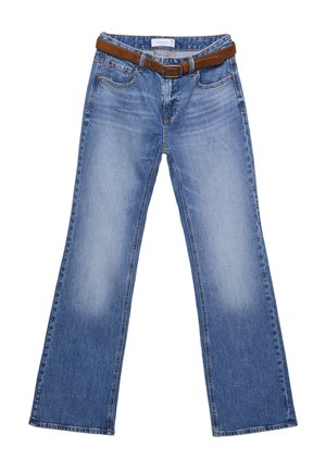 Stradivarius, D68 BOOT-CUT FIT JEANS WITH BELT 04868933 - Jean bootcut - mottled dark blue