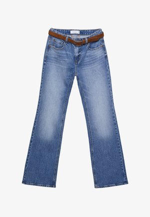 Stradivarius, D68 BOOT-CUT FIT JEANS WITH BELT 04868933 - Jean bootcut - mottled dark blue