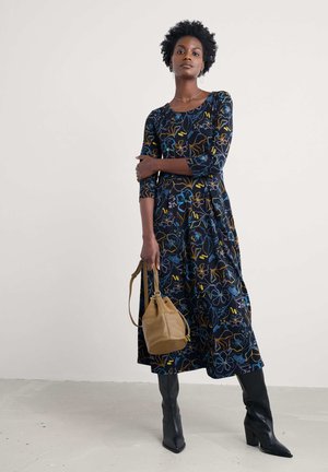 VERONICA - Žerzejové šaty - navy - drawn floral maritime