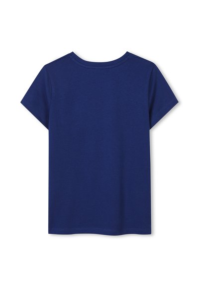 Short-sleeve t-shirt in deep blue cotton, featuring a round neck and a smooth, uniform texture with no visible patterns or accents.
