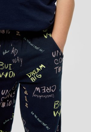 s.Oliver MIT ALL-OVER-PRINT - Tracksuit bottoms - navy