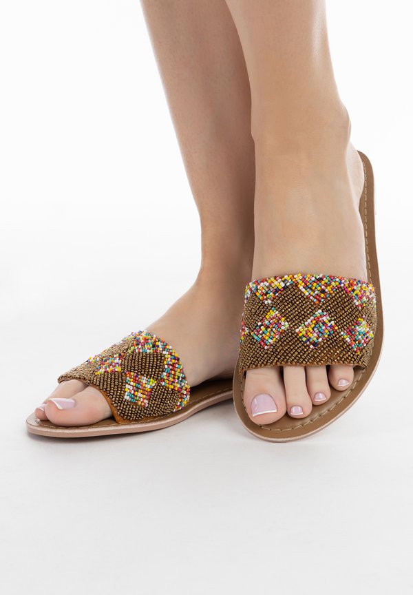 Pantolette flach - mehrfarbig