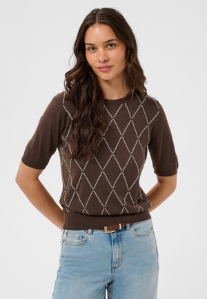 Kaffe, KANORA HARLEQUIN PULLOVER - T-shirt imprimé - brown chalk harlequin check