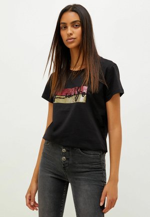 ECO FRIENDLY SEQUINED - Print T-shirt - black
