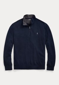 LUXURY JERSEY QUARTER-ZIP PULLOVER - Pusa - aviator navy
