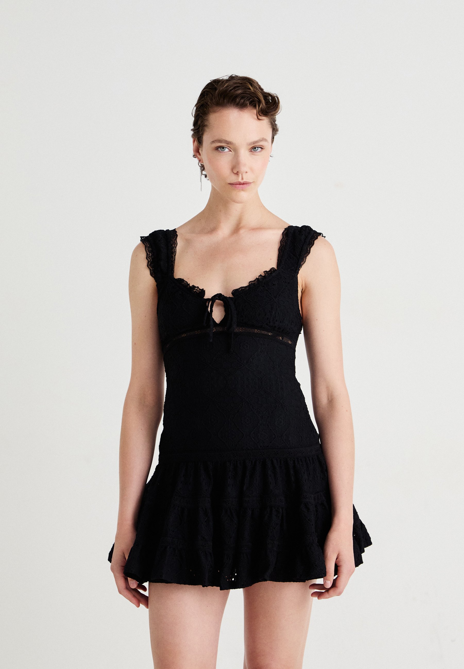 Gina Tricot EMBROIDERY DRESS - Day dress - black - Zalando.co.uk