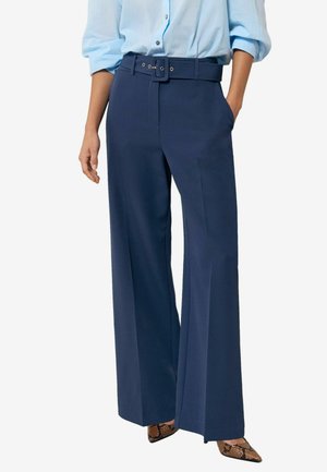 Lipsy, TAILORED BELTED WIDE LEG TROUSERS - Trousers - navy