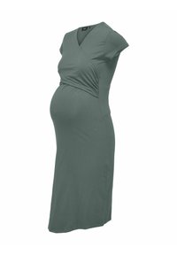 ONLY MATERNITY NORMAL GESCHNITTEN V-AUSSCHNITT MIDI - Haljina od žerseja - balsam green